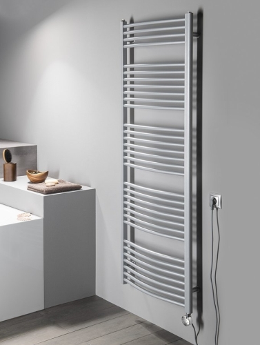 Sapho AQUALINE ORBIT 600x1700mm íves fürdőszobai radiátor, strukturált ezüst ILA66E