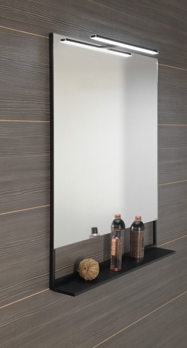 Sapho ERUPTA tükör MDF polccal és LED világítással, 80x95x12cm, matt fekete ERU315