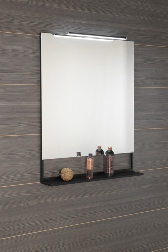 Sapho ERUPTA tükör MDF polccal és LED világítással, 80x95x12cm, matt fekete ERU315