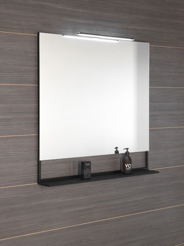 Sapho ERUPTA tükör MDF polccal és LED világítással, 100x95x12cm, matt fekete ERU320