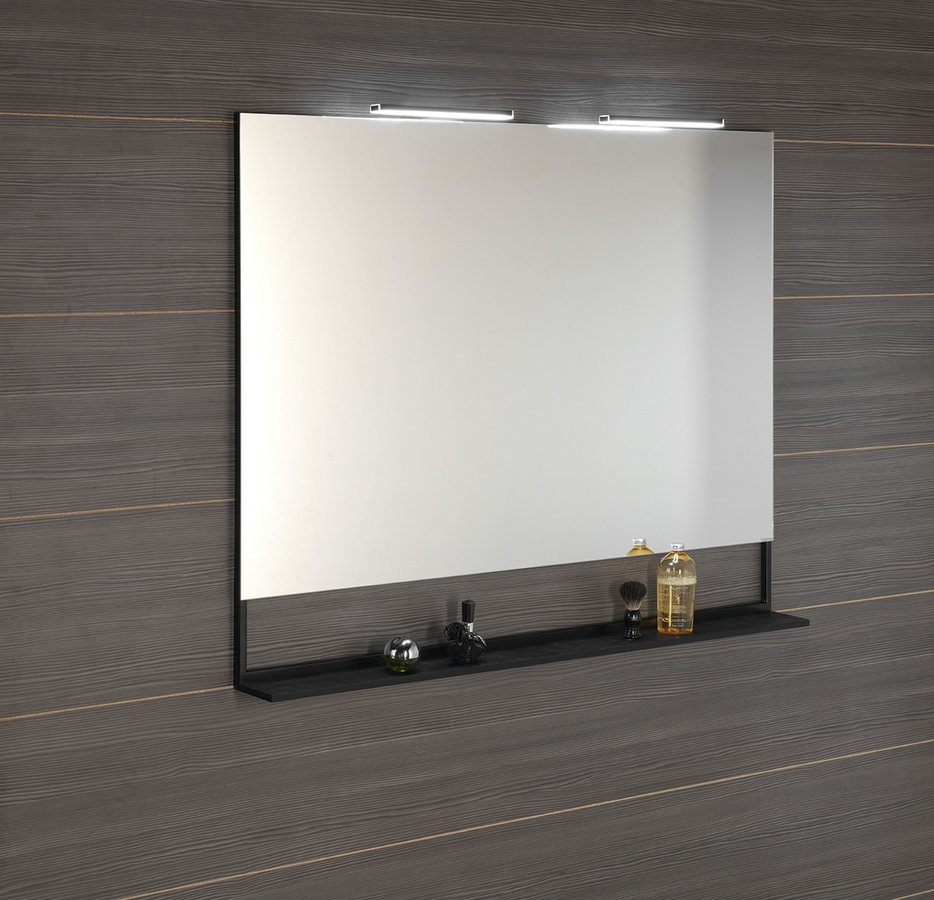 Sapho ERUPTA tükör MDF polccal és LED világítással, 120x95x12cm, matt fekete ERU325