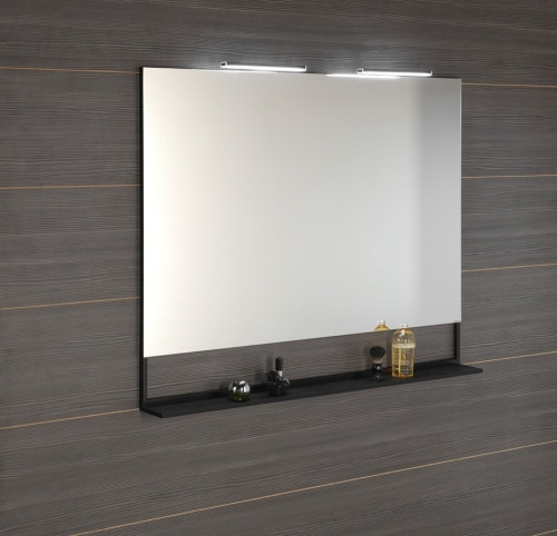 Sapho ERUPTA tükör MDF polccal és LED világítással, 120x95x12cm, matt fekete ERU325