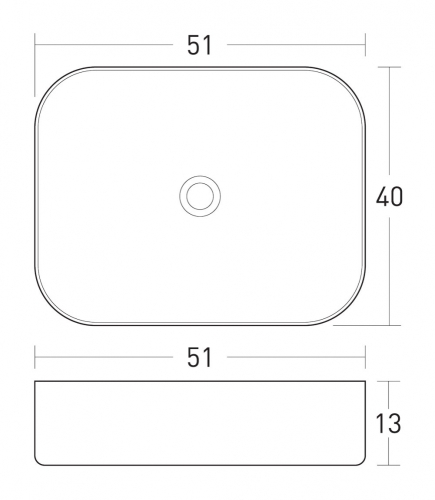 Niwell NOA 51 B&W pultra építhető mosdó 51x40 cm NWSZ-NOA5140BW