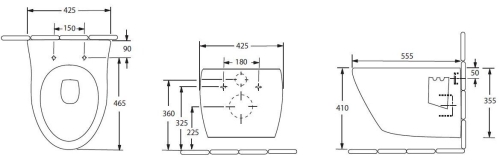 Closette Fali wc csésze Elektromos bidé funkciós wc ülőkékhez LTR50