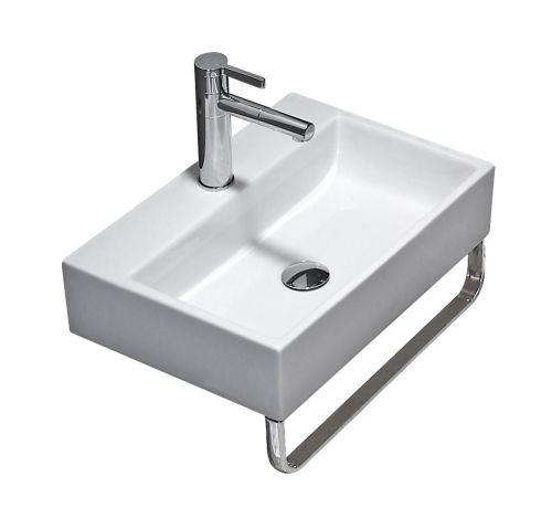 Niwell AROA 51x36 cm falra szerelhető mosdó- krómozott törölközőtartóval NWSZ-AROA5136