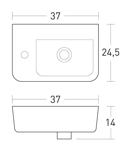 Niwell AYA L 37x24,5 cm kézmosó NWSZ-AYL3724