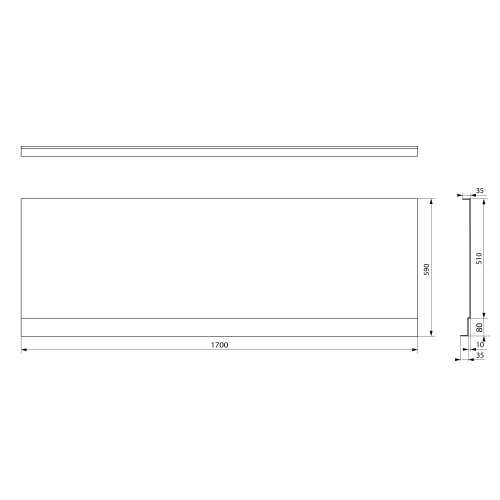 Sapho POLYSAN PLAIN NIKA 170 cm előlap, fehér 72525