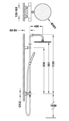 Tres STUDY-EXCLUSIVE termosztátos zuhanyrendszer steel 26238701AC