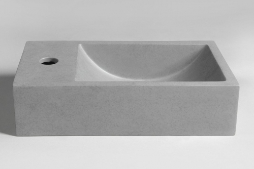 Sapho CREST L beton mosdó lefolyóval, balos, 40x22cm, szürke AR406