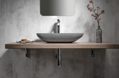 Sapho INFRANE beton mosdó lefolyóval, 57x37cm, szürke AR461