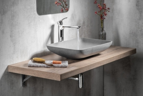 Sapho INFRANE beton mosdó lefolyóval, 57x37cm, szürke AR461