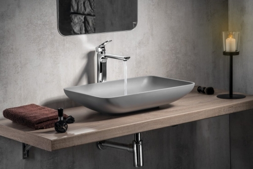 Sapho INFRANE beton mosdó lefolyóval, 57x37cm, szürke AR462