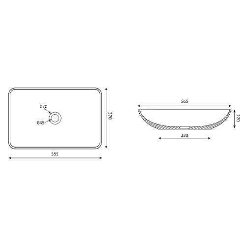 Sapho INFRANE beton mosdó lefolyóval, 57x37cm, szürke AR462