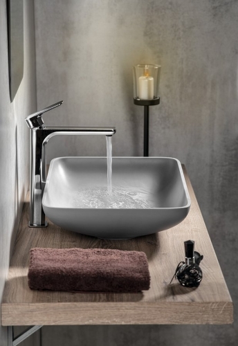 Sapho INFRANE beton mosdó lefolyóval, 57x37cm, szürke AR462