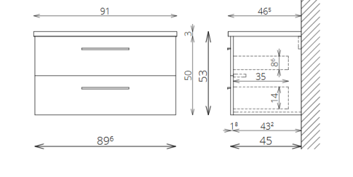 Tboss Fano 90 fürdőszobabútor alsó szekrény mosdóval (több színben)
