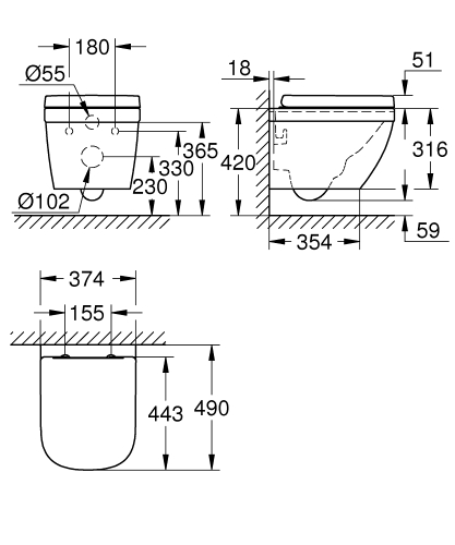 Grohe Euro Ceramic fali függesztésű wc szett 39693000