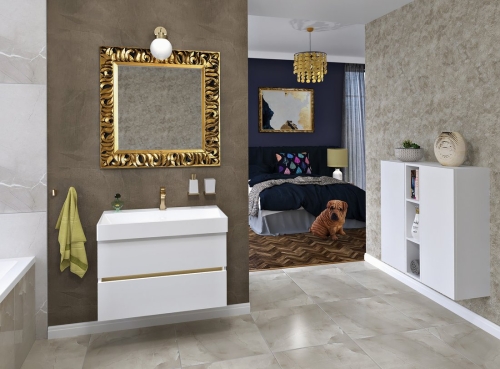 Sapho ZEEGRAS 90x90 cm tükör fa kerettel, arany IN416