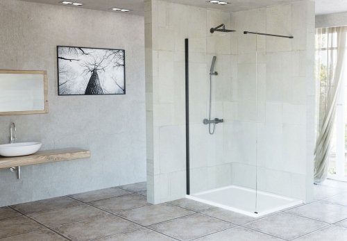 Niwell FELICIA black walk-in zuhanyfal, 90 cm NWWI-FEL90
