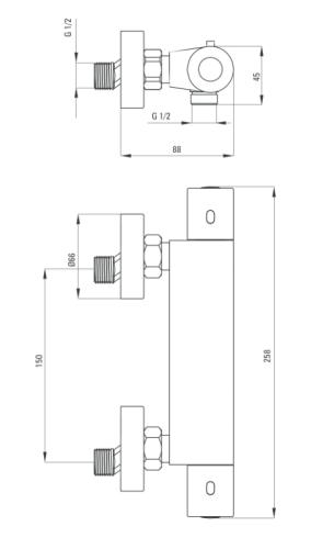 Deante Alpinia termosztátos zuhany csaptelep BGA 04BT