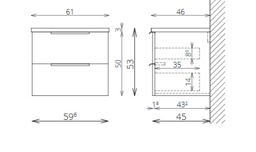 Tboss Noto 60 fürdőszobabútor komplett szett (több színben)