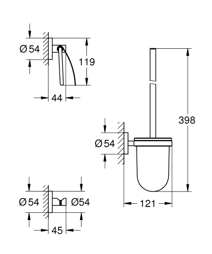 Grohe ESSENTIALS 3IN1 fürdőszobai kiegészítő szett matt szuperacél 40407DC1