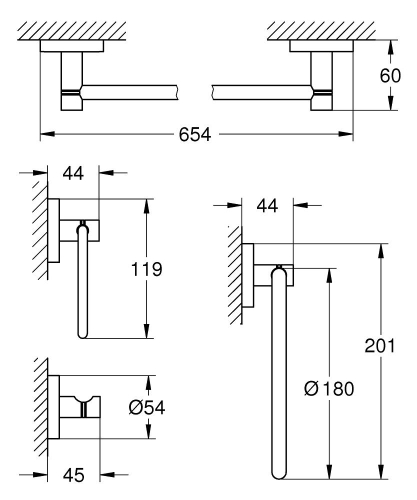Grohe Essentials Mester fürdőszobai kiegészítő készlet 4 az 1-ben matt nikkel 40823EN1