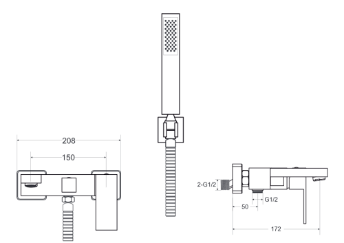 Besco Modern/Varium kádtöltő csaptelep, matt fekete BW-MVS-CZ