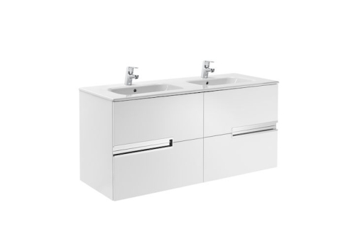 Roca Victoria-N Unik alsószekrény dupla mosdóval 120 cm magasfényű fehér A855830806