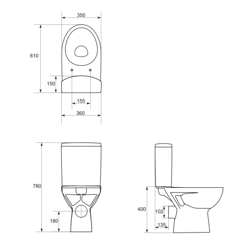 Cersanit Parva monoblokkos wc lassú záródású wc ülőkével K27-002