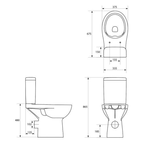 Cersanit Etiuda perem nélküli monoblokkos wc mozgáskorlátozott K11-0221