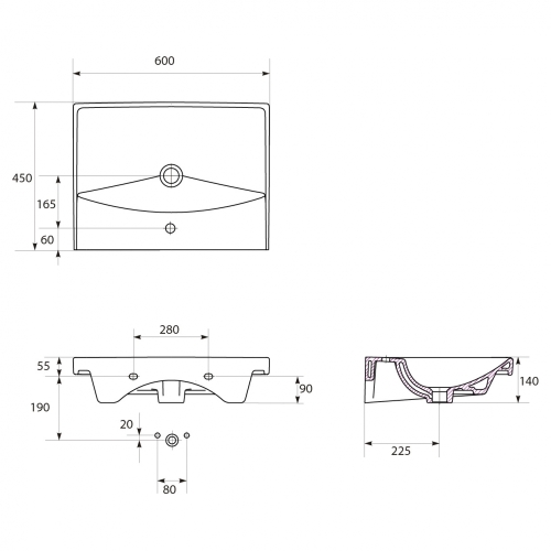 Cersanit Lara mosdószekrény City 60 mosdóval szettben, fehér S801-142-DSM