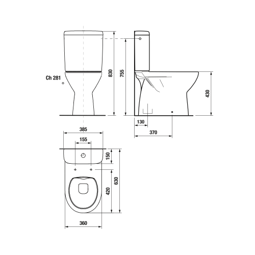 Jika Lyra Plus rimless monoblokkos wc alsó vízbekötésű tartállyal H8273870002811 (K)