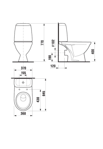 Jika Baltic monoblokkos wc alsó vízbekötésű H8242860002421