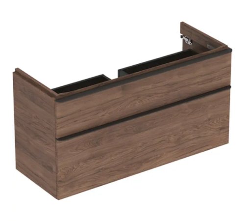 Geberit Smyle Square alsó szekrény mosdóhoz, két fiókkal melaminos faszerkezet feketedió hickory 500.355.JR.1