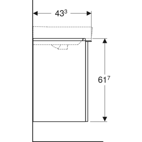 Geberit Smyle Square alsó szekrény mosdóhoz, egy ajtóval, balra nyíló, 53.6x61.7x43.3cm, matt lakkozott láva 500.366.JK.1