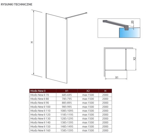 Radaway Modo New II 65 zuhanyfal (389065-01-01)
