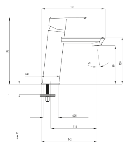 Deante Arnika Titanium mosdócsaptelep, click-clack leeresztővel BQA D21M