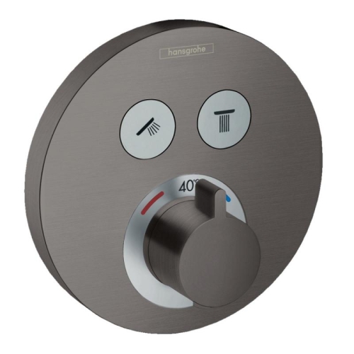 Hansgrohe ShowerSelect S termosztátos csaptelep, falsík alatti szereléshez, 2 fogyasztóhoz szálcsiszolt fekete króm 15743340
