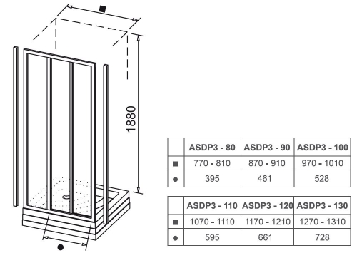 Ravak Supernova zuhanyajtó ASDP3-110 szatén+transzparent üveg 00VD0UR2Z1