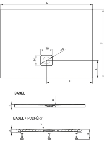 Riho Basel 424 180x80x4,5 (DC39) beépíthető zuhanytálca (DC390050000000S) D005045005