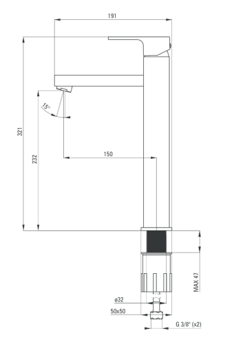 Deante Anemon Bis magasított mosdó csaptelep, fekete BBZ N21K