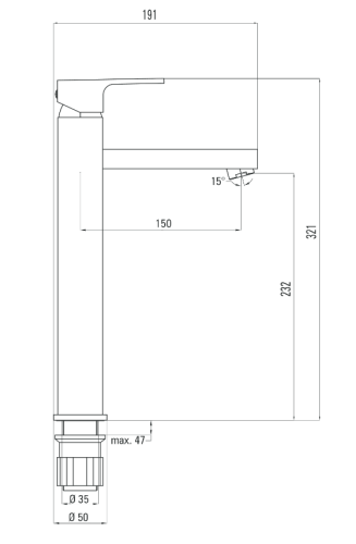 Deante Anemon Bis magasított mosdó csaptelep króm BCZ 021K (K)