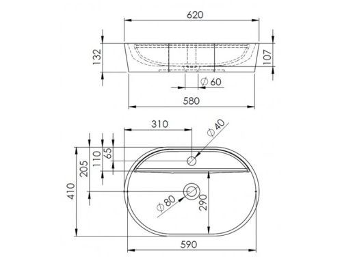 Arezzo Design BABETTE pultra ültethető mosdó 62X41, matt ezüstszürke AR-145103