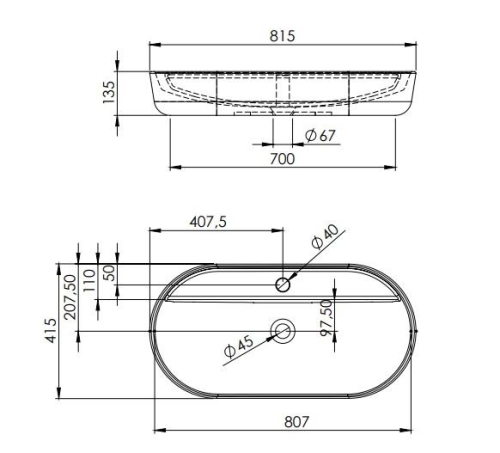 AREZZO design BABETTE 82x41 cm pultra ültethető mosdó, fehér AR-145109