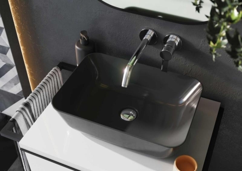 AREZZO design Reni pultra ültethető mosdó matt fekete AR-145058