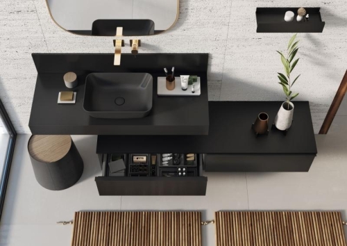 AREZZO design Reni pultra ültethető mosdó matt fekete AR-145058
