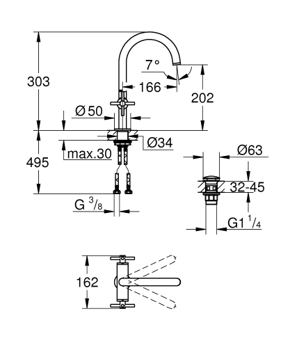 Grohe Atrio mosdócsaptelep L-es méret, króm 21019003