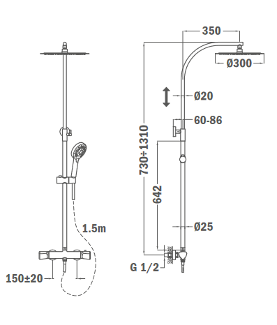 Strohm Teka Itaca termosztátos zuhanyrendszer, bársony arany 67.237.02.0G2 (67237020G2)