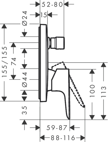Hansgrohe Talis E falsík alatti kádcsaptelep színkészlet, biztonsági kombinációval, szálcsiszolt bronz 71474140