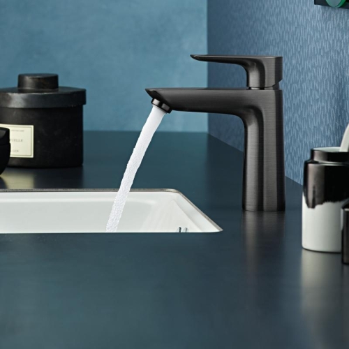 Hansgrohe Talis E Egykaros mosdócsaptelep 110 lefolyógarnitúra nélkül, szálcsiszolt fekete króm 71712340